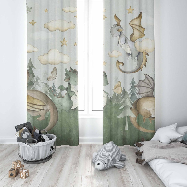 Tirai Kamar Bayi Little Dragon - Baby Nursery Blackout Curtains ulasan dan harga