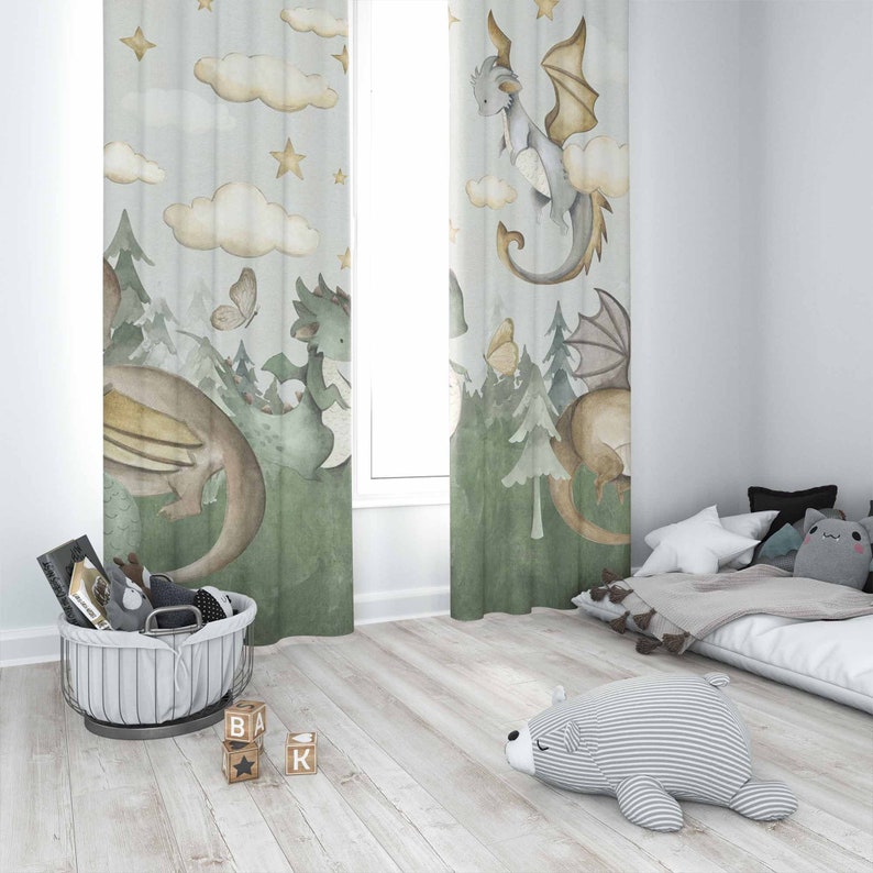 Tirai Kamar Bayi Little Dragon - Baby Nursery Blackout Curtains ulasan dan harga