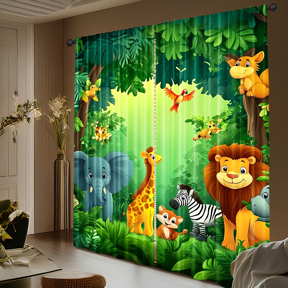 2 Buah Tirai Hewan Kartun Tira - Baby Nursery Jungle Animals ulasan dan harga