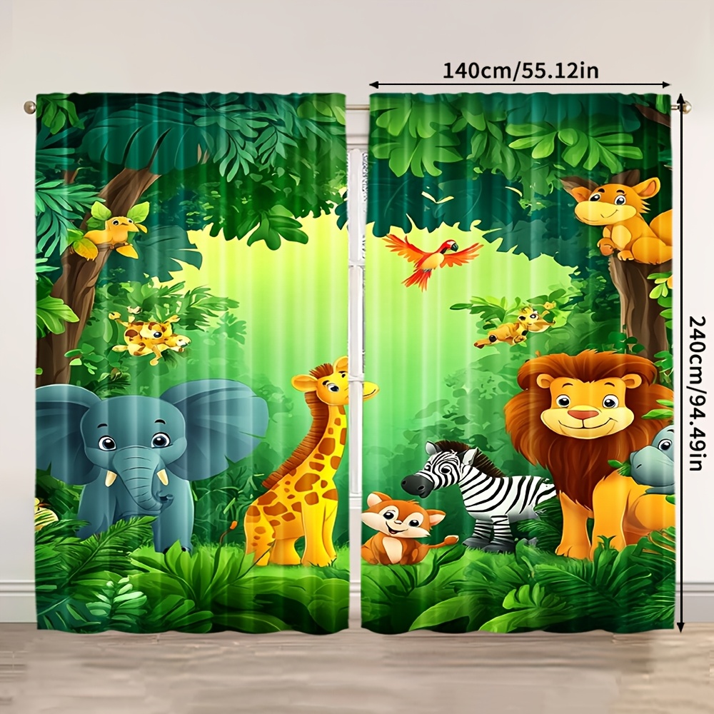 2 Buah Tirai Hewan Kartun Tira - Baby Nursery Jungle Animals ulasan dan harga