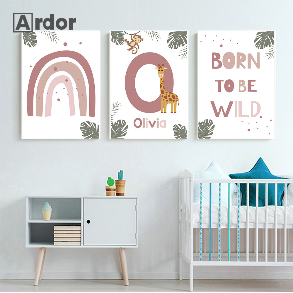 Poster Hewan Hutan Nordik Luki - Baby Nursery Jungle Animals ulasan dan harga