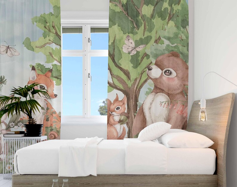 Tirai Hewan Hutan Tirai Kamar  - Baby Nursery Curtains ulasan dan harga