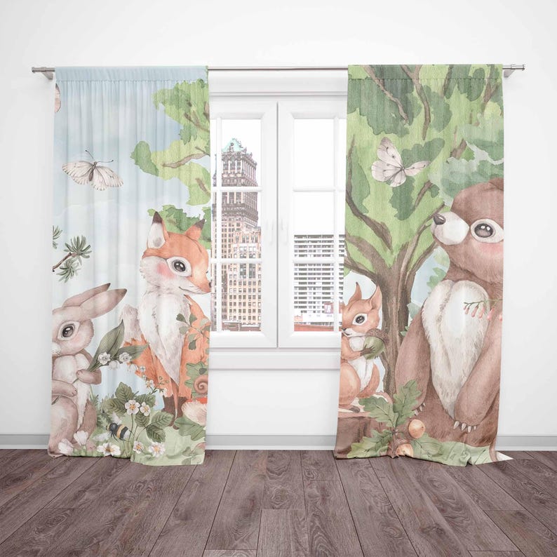 Tirai Hewan Hutan Tirai Kamar  - Baby Nursery Curtains ulasan dan harga