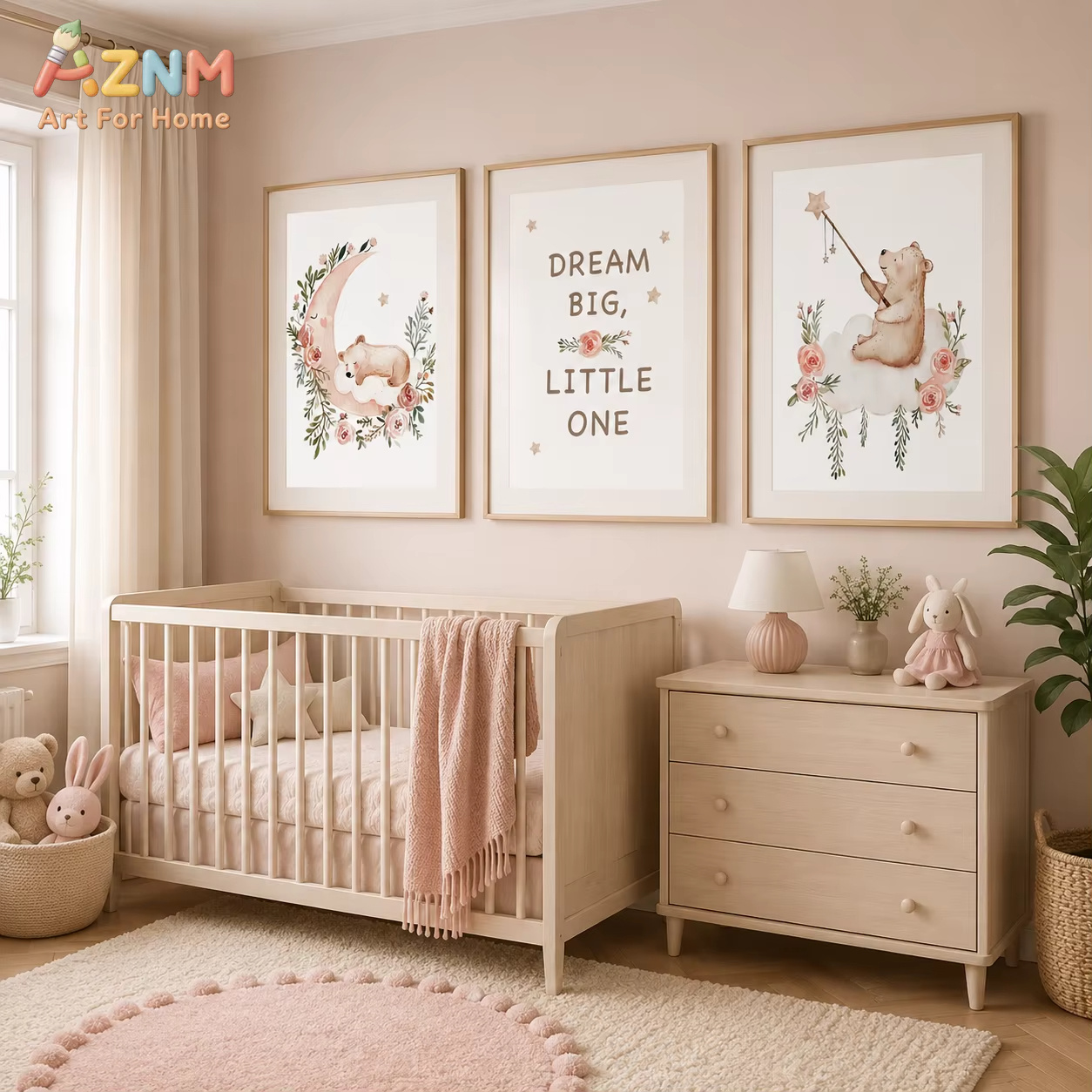 Seni Dinding Bunga AZNM, Lukis - Baby Boy Nursery Quotes ulasan dan harga