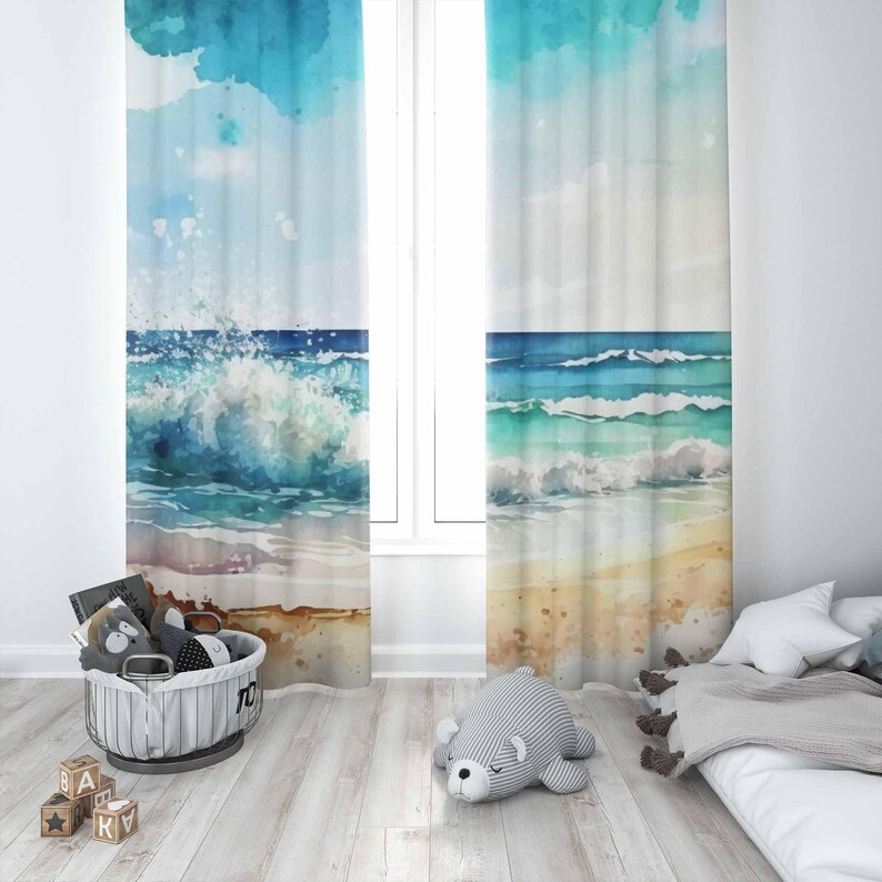 Tirai Gelombang Laut Tirai Dek - Baby Nursery Blackout Curtains ulasan dan harga