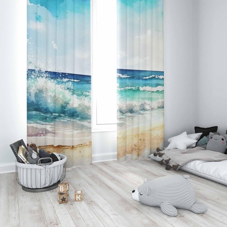 Tirai Gelombang Laut Tirai Dek - Baby Nursery Blackout Curtains ulasan dan harga
