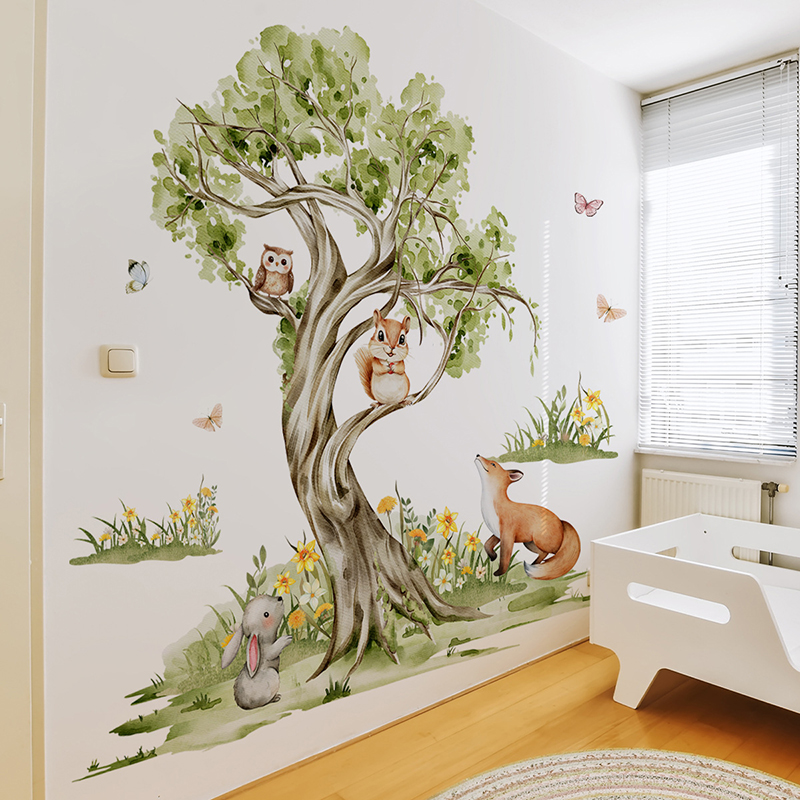 Stiker Dinding Hewan Pohon Bes - Baby Nursery Jungle Animals ulasan dan harga