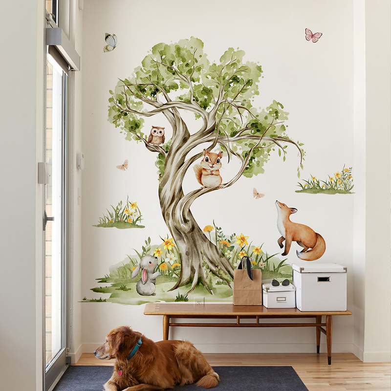 Stiker Dinding Hewan Pohon Bes - Baby Nursery Jungle Animals ulasan dan harga