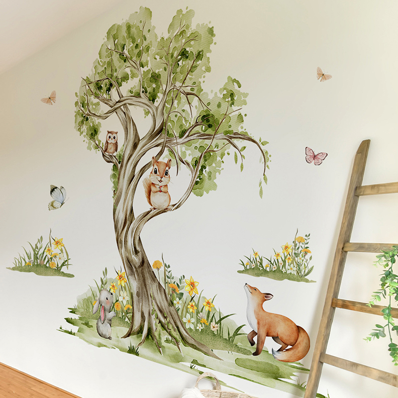 Stiker Dinding Hewan Pohon Bes - Baby Nursery Jungle Animals ulasan dan harga