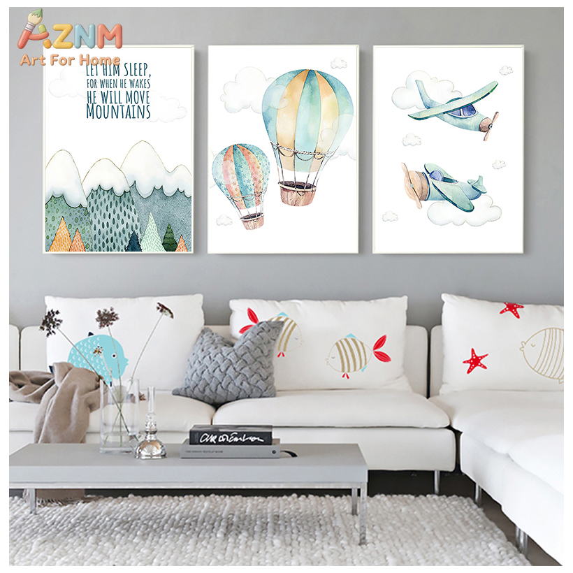 AZNM Seni Dinding Kanvas Balon - Baby Boy Nursery Quotes ulasan dan harga