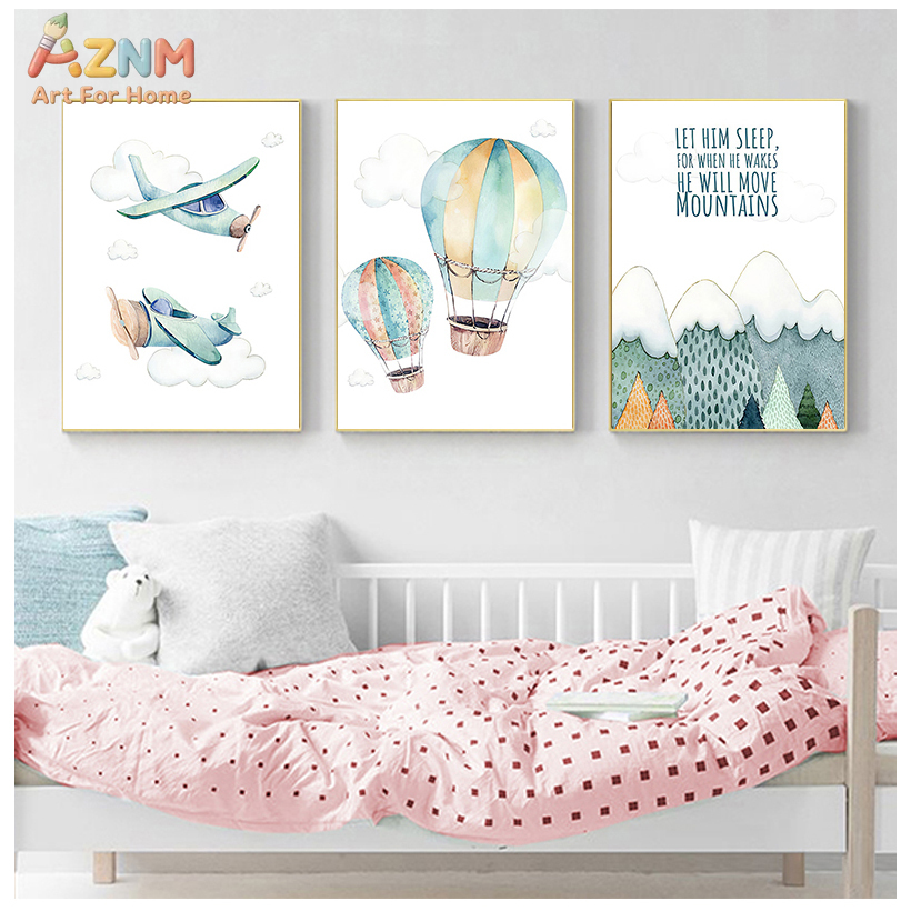 AZNM Seni Dinding Kanvas Balon - Baby Boy Nursery Quotes ulasan dan harga