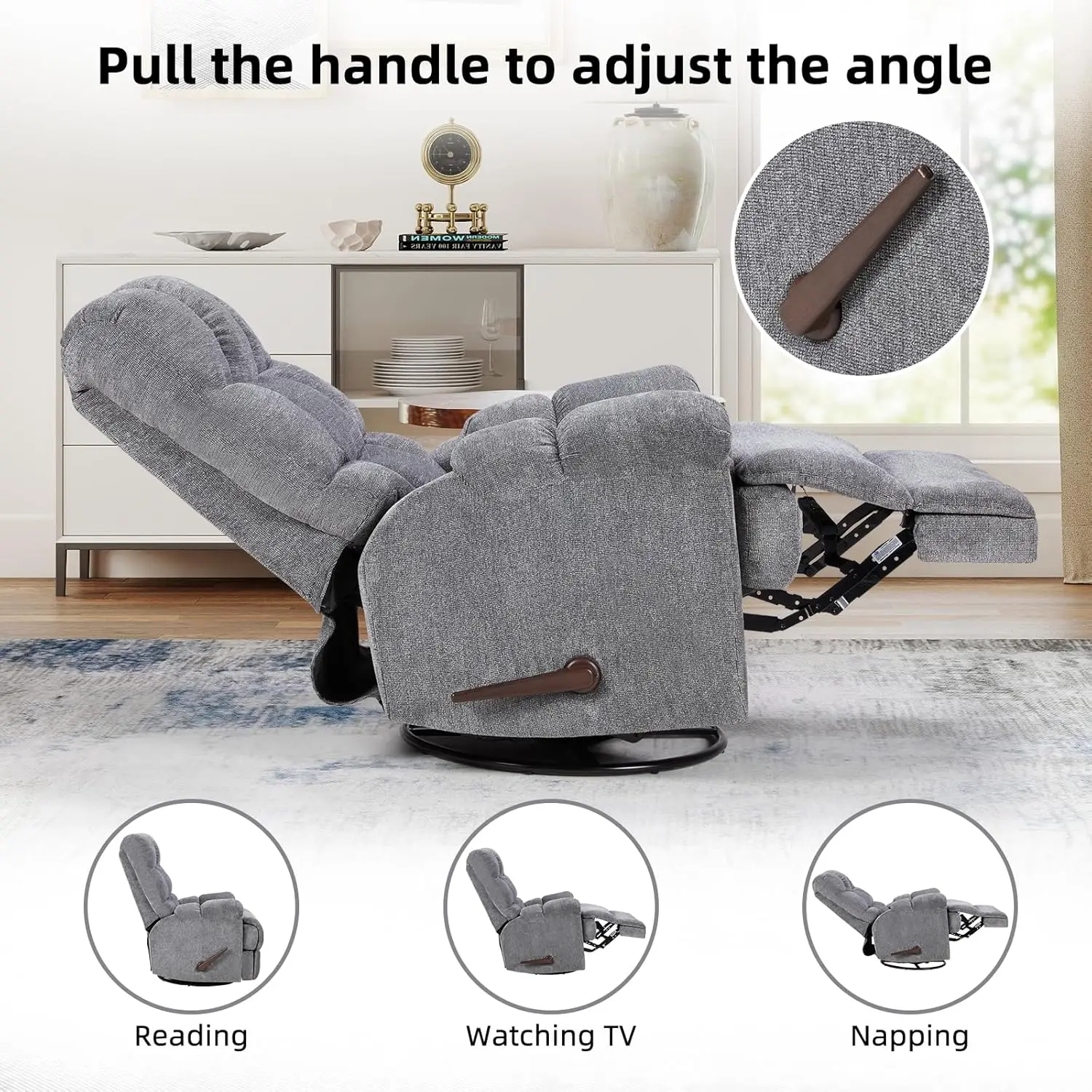 Kursi Goyang Putar Abu-abu, Ku - Rocking Chair Nursery ulasan dan harga