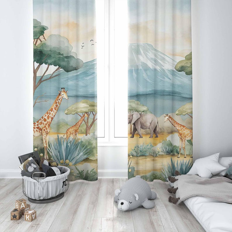 Tirai Anak-anak Motif Hewan Sa - Baby Nursery Curtains ulasan dan harga