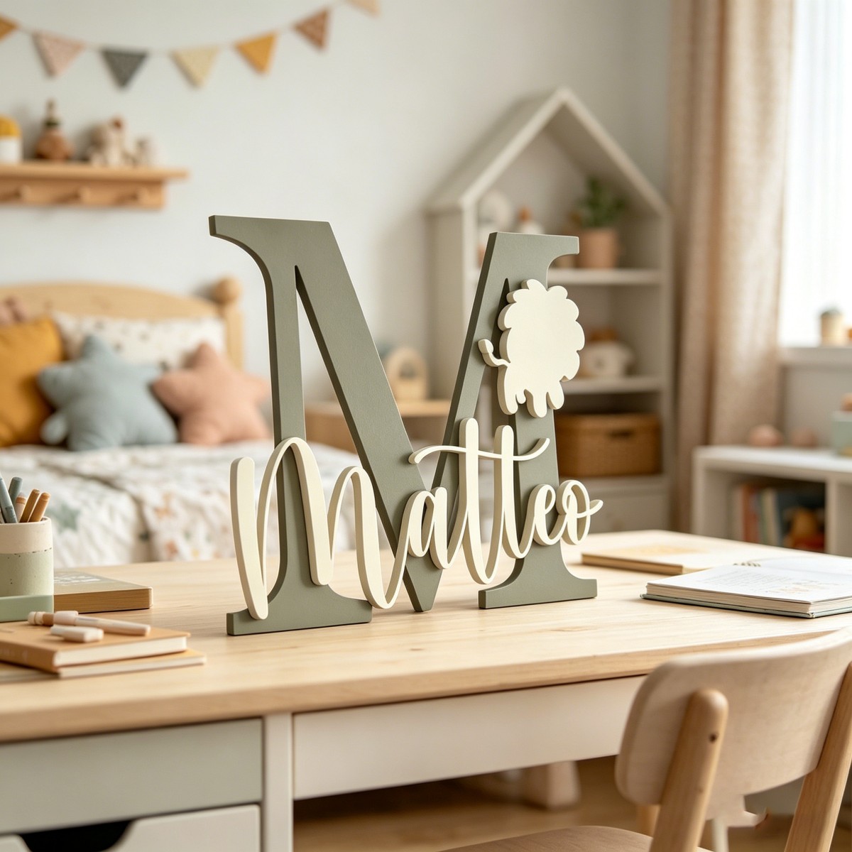 1 Buah Plakat Nama Kayu Inisia - Baby Nursery Baby ulasan dan harga