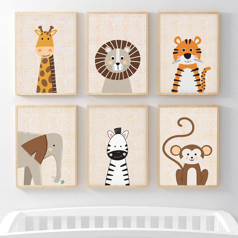 Lukisan Kanvas Seni Dinding Ka - Baby Nursery Jungle Animals ulasan dan harga