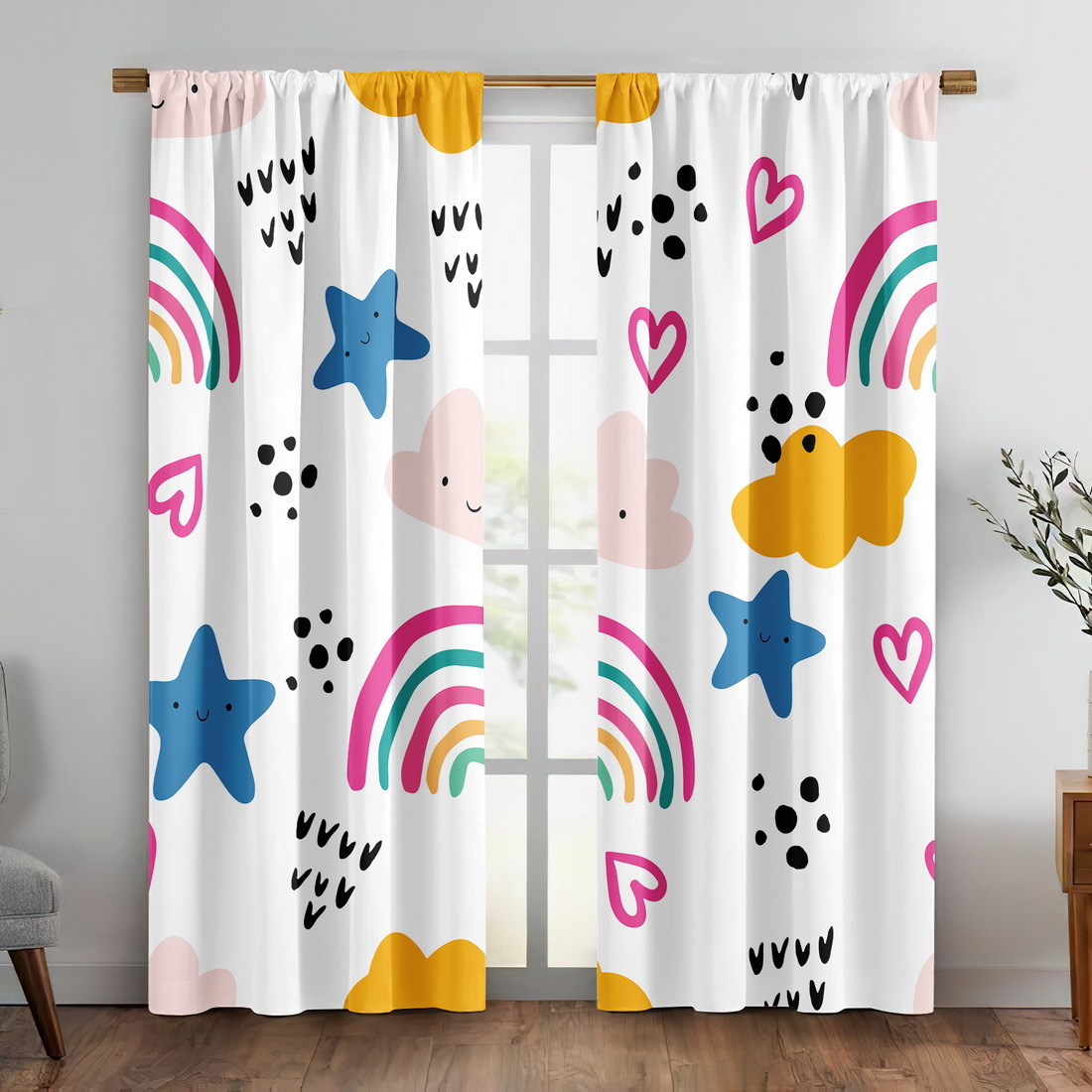 Tirai Kamar Bayi Motif Bintang - Baby Nursery Curtains ulasan dan harga