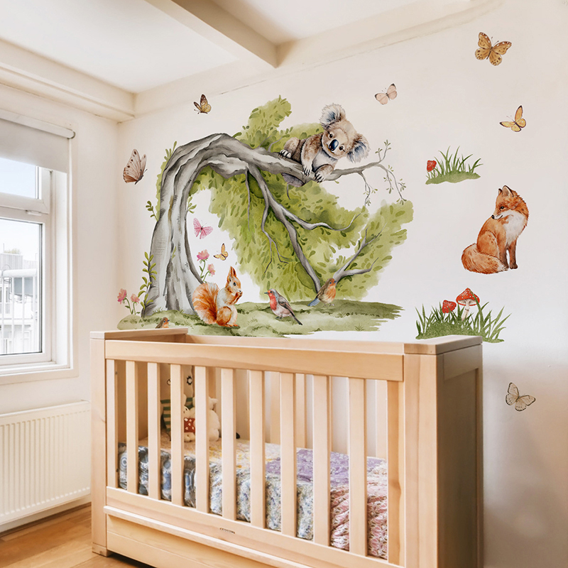 Stiker Dinding Hewan Pohon Bes - Baby Nursery Jungle Animals ulasan dan harga