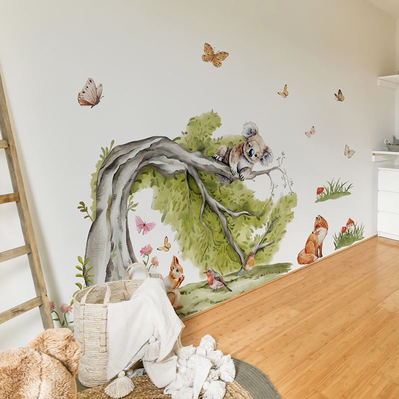 Stiker Dinding Hewan Pohon Bes - Baby Nursery Jungle Animals ulasan dan harga