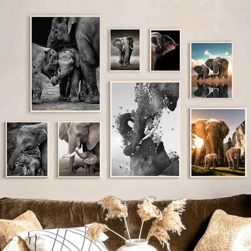 Poster gajah satwa liar lukisa - Baby Nursery Images ulasan dan harga