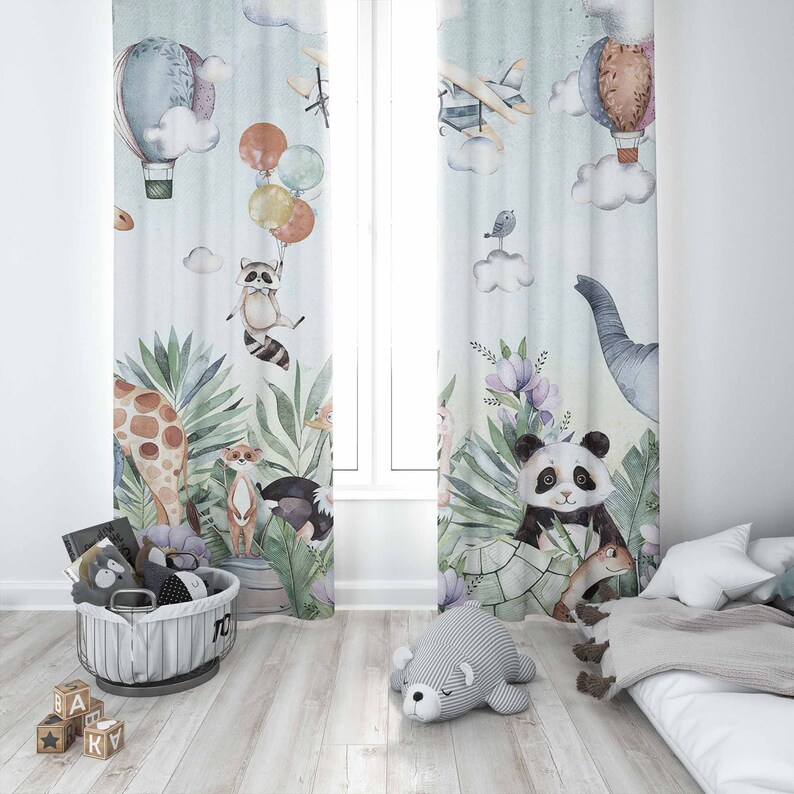Tirai Kamar Bayi Motif Safari  - Baby Nursery Blackout Curtains ulasan dan harga