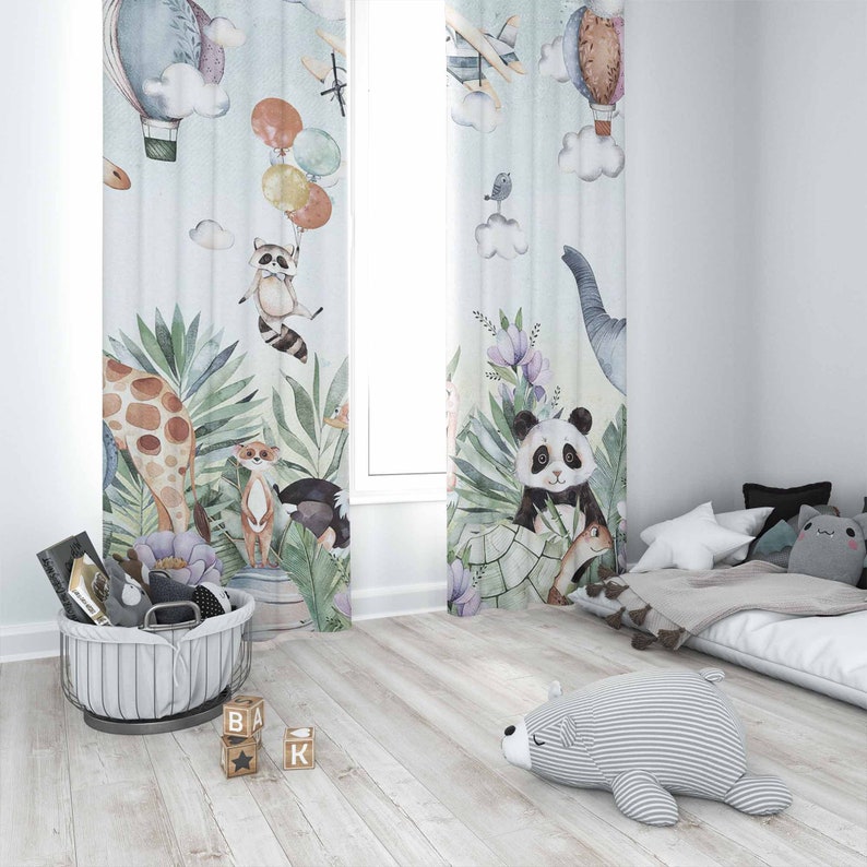 Tirai Kamar Bayi Motif Safari  - Baby Nursery Blackout Curtains ulasan dan harga