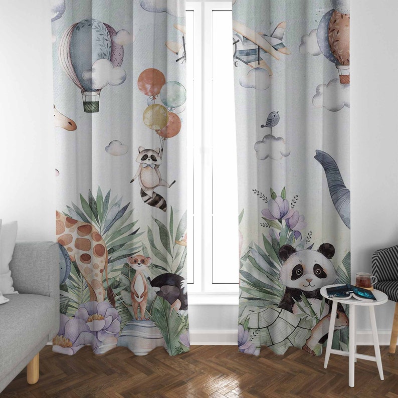 Tirai Kamar Bayi Motif Safari  - Baby Nursery Blackout Curtains ulasan dan harga