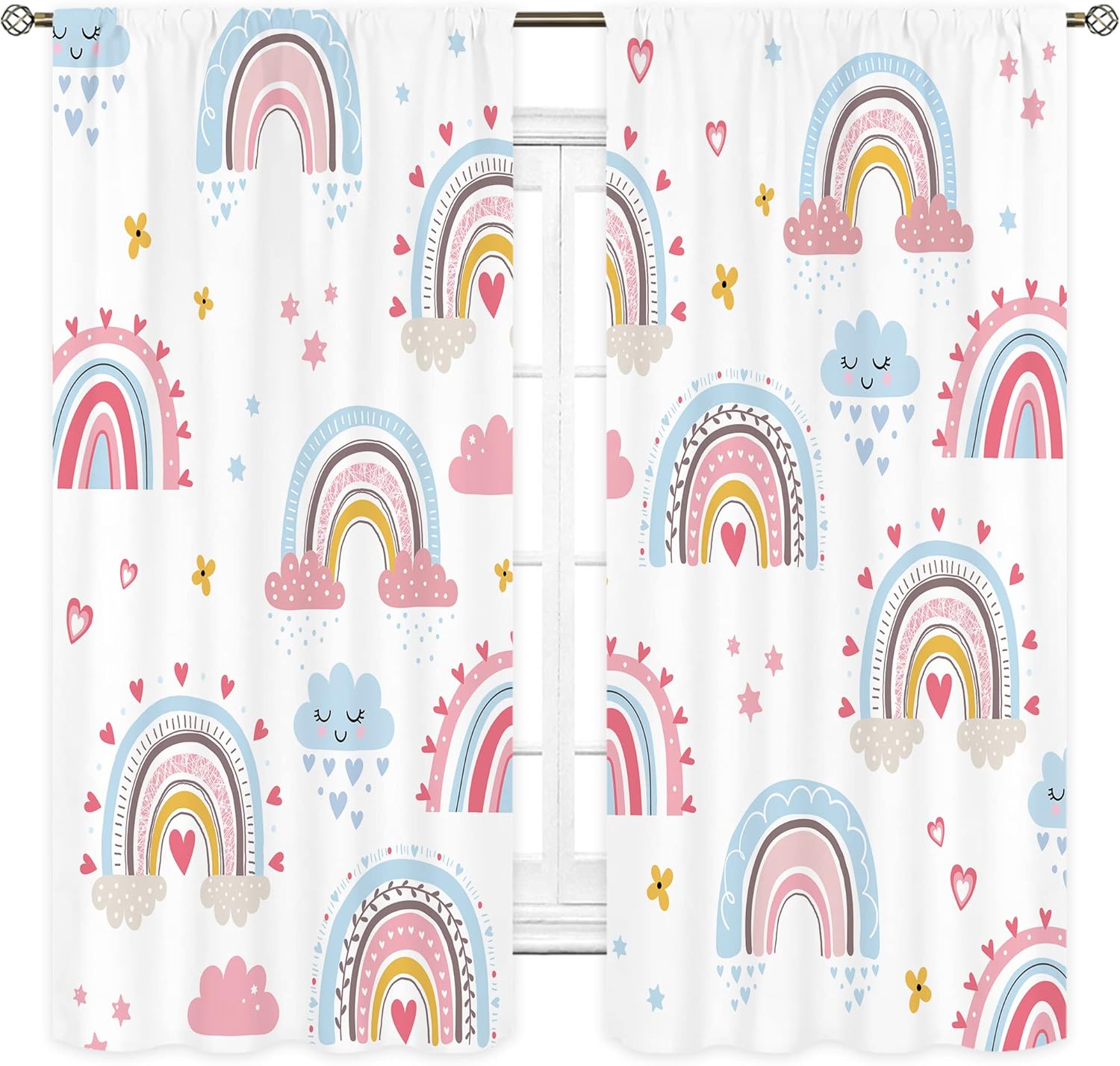 Tirai Boho Pelangi Warna Pink  - Baby Nursery Curtains ulasan dan harga