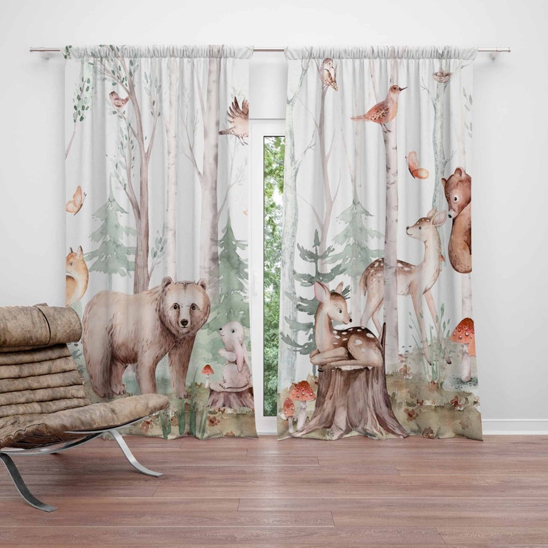 Tirai Hewan Hutan Tirai Kamar  - Baby Nursery Curtains ulasan dan harga