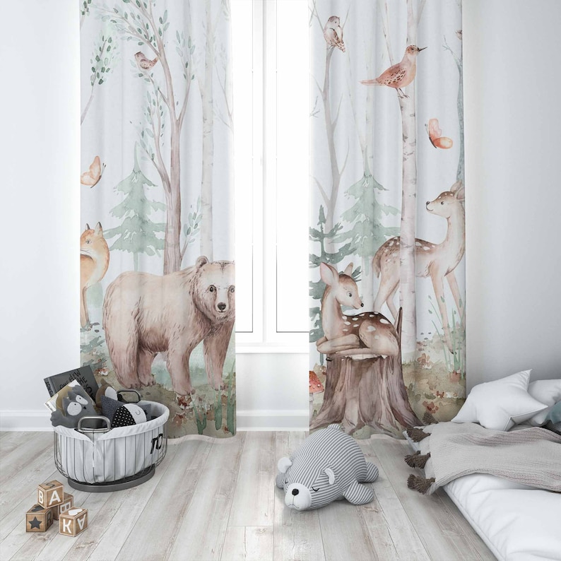 Tirai Hewan Hutan Tirai Kamar  - Baby Nursery Curtains ulasan dan harga