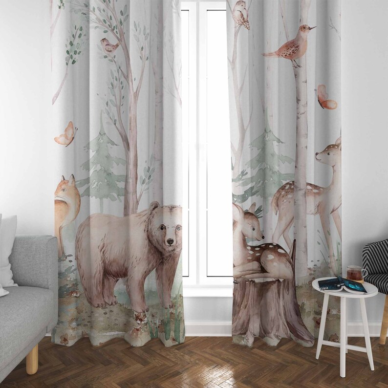 Tirai Hewan Hutan Tirai Kamar  - Baby Nursery Curtains ulasan dan harga