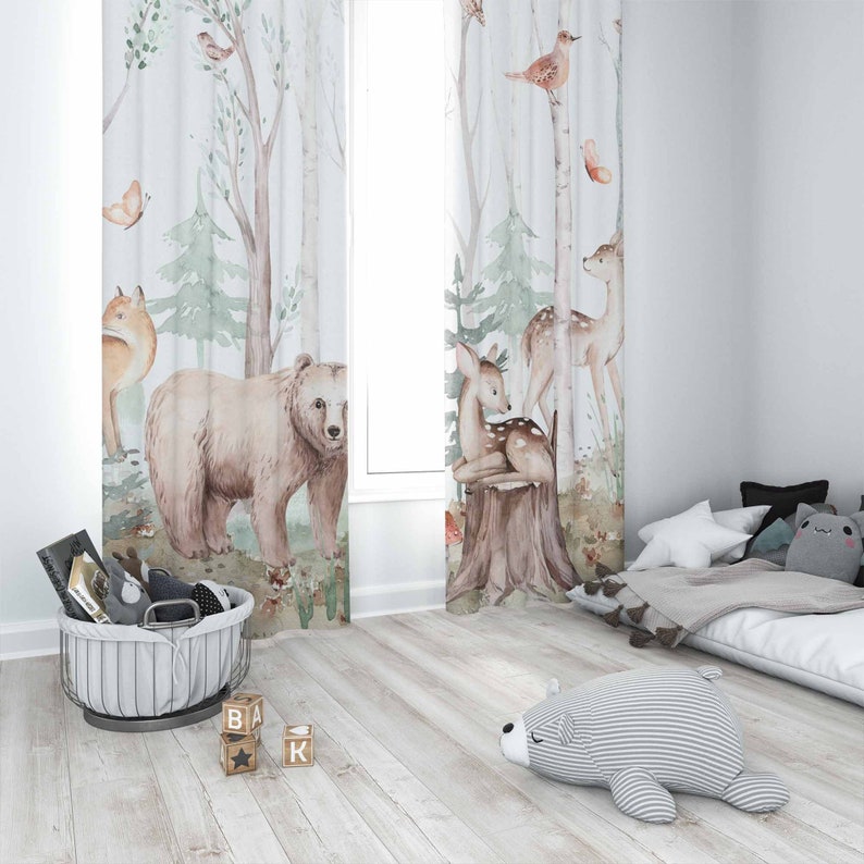 Tirai Hewan Hutan Tirai Kamar  - Baby Nursery Curtains ulasan dan harga