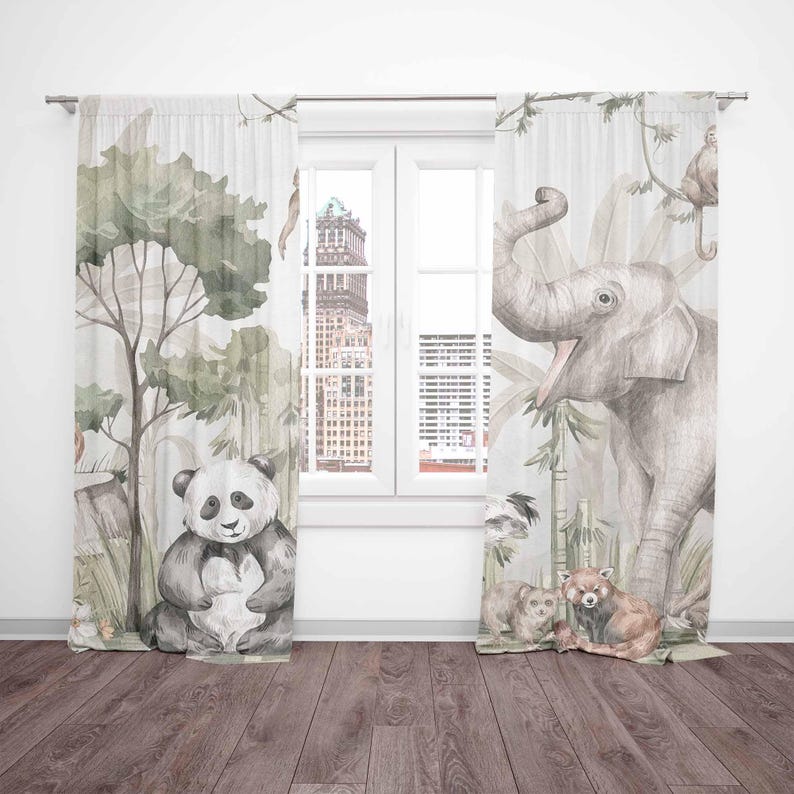 Tirai Hewan Safari Tirai Kamar - Baby Nursery Curtains ulasan dan harga